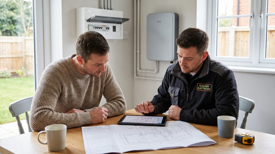 Homeowner_and_installer_reviewing_a_home_battery_and_solar_grid-connection_plan_in_a_British_home.