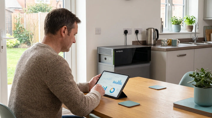 Homeowner_reviewing_electricity_use_for_a_home_battery_setup_without_solar_panels