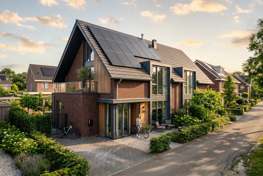 Moderne Nederlandse woning met zonnepanelen als context voor een 20 kWh thuisbatterij in 2026