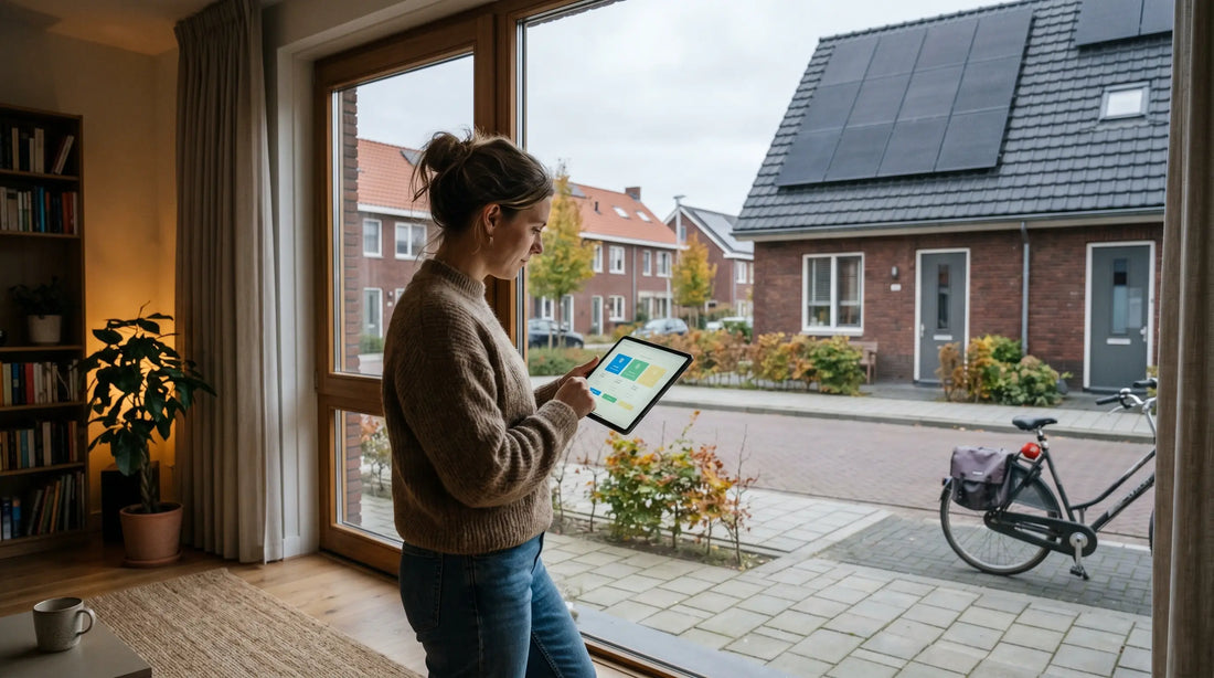 Nederlands huishouden vergelijkt vast en dynamisch energiecontract met zonnepanelen op het dak
