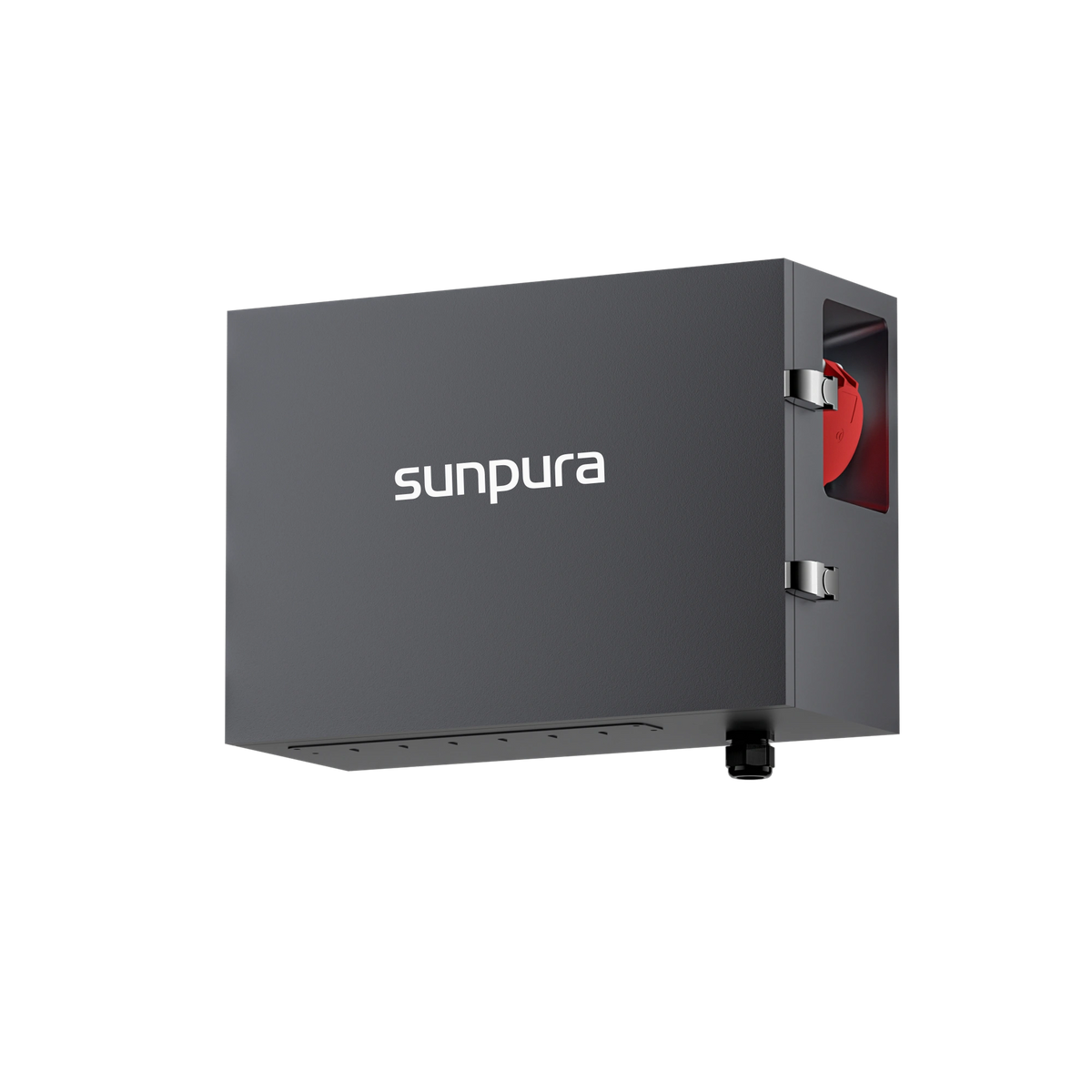Sunpura GridBox rechte Schrägansicht mit Netzanschluss